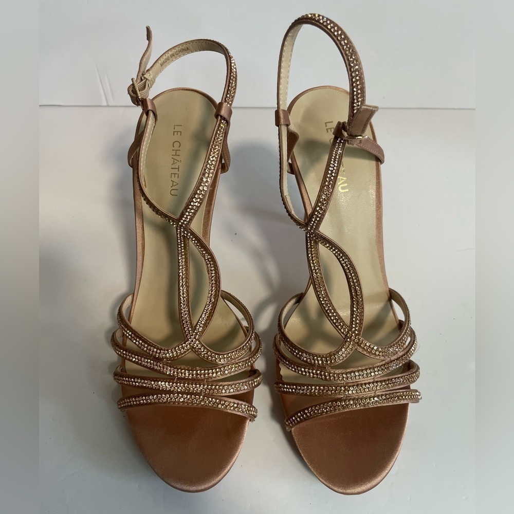 Le Chateau Pink / Rose  Gold Strappy Studded Heels